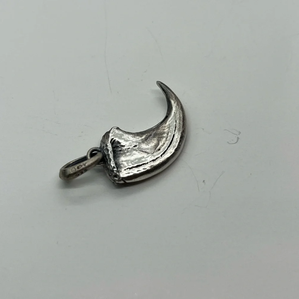 David Yurman Sterling Silver Bear Claw Tooth Pendant with Black Diamonds
